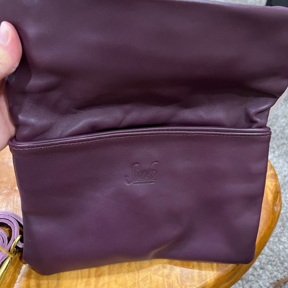 Sseko Handbags - Fold over Crossbody clutch in Brambleberry sheepskin